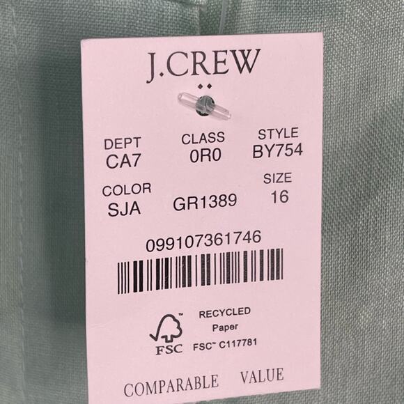 J. Crew Factory‎ Linen Blend Wide Leg Pleated Trouser Pant in Pistachio Green 16 - Picture 7 of 10